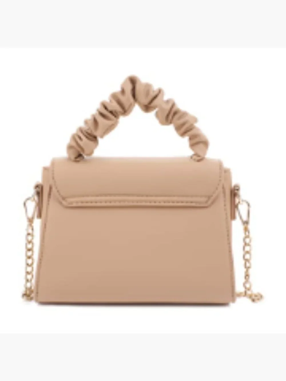 Vegan Leather Mini Top Handle Crossbody Bag with Chain Strap